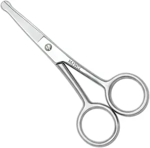 MJW Stainless Steel Rounded Tip Haircare Scissors - Smooth, Lightweight Handle, Durable Grooming Shears for Men (Nose, Ear, Eyebrow, Moustache, Beard)