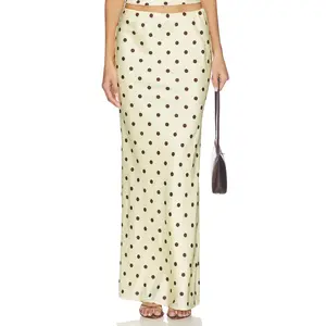 Runaway The Label Blaine Maxi Skirt in Lemon & Chocolate Polka Dot
