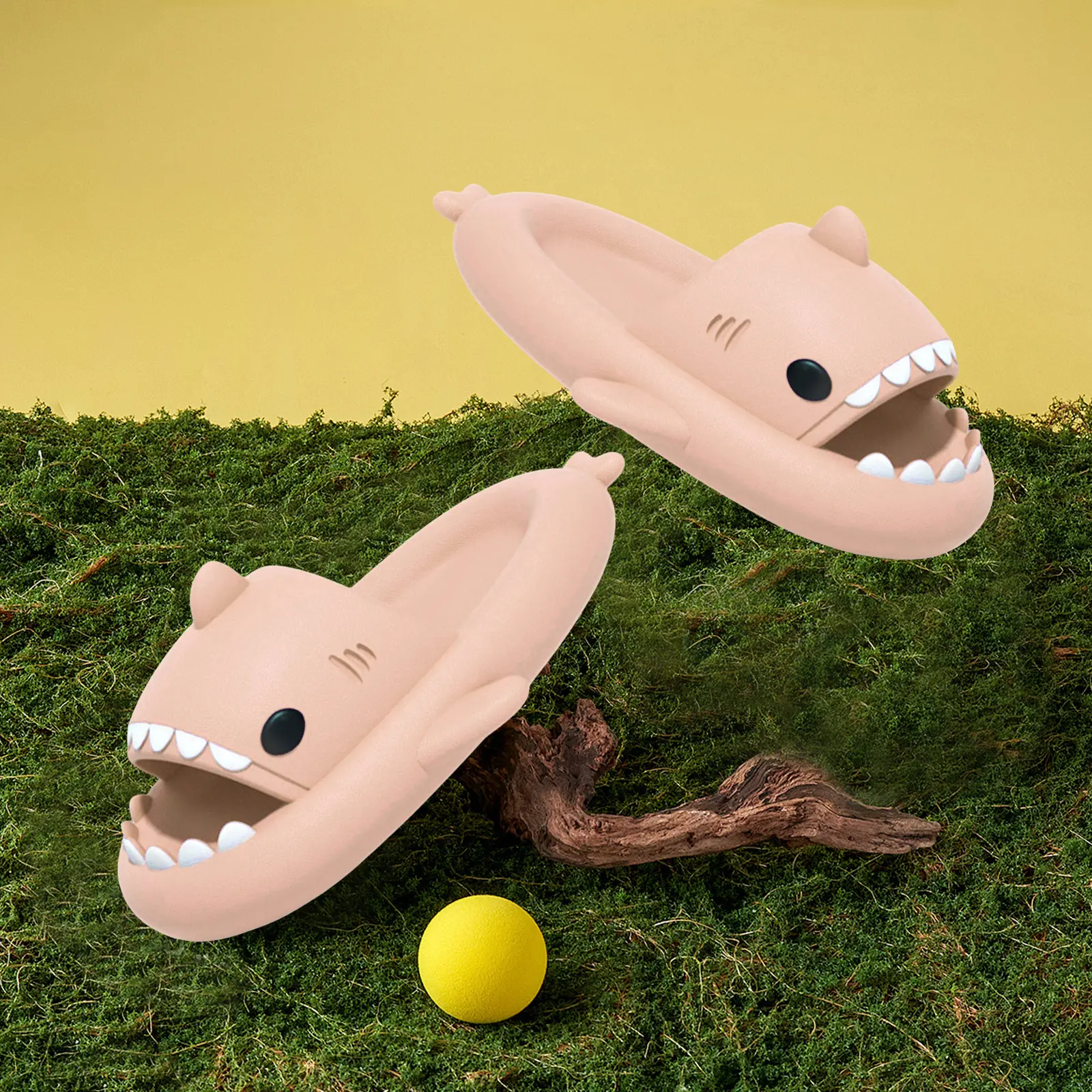Lumubby Soft EVA Cartoon Fish Slides for Women and Men, Slip-On Sandals with Cloud Cushion and Anti-Slip Sole for Indoor-Outdoor Use, Open-Toe Keeps Airflow Easy, Shark‑Tooth Fun