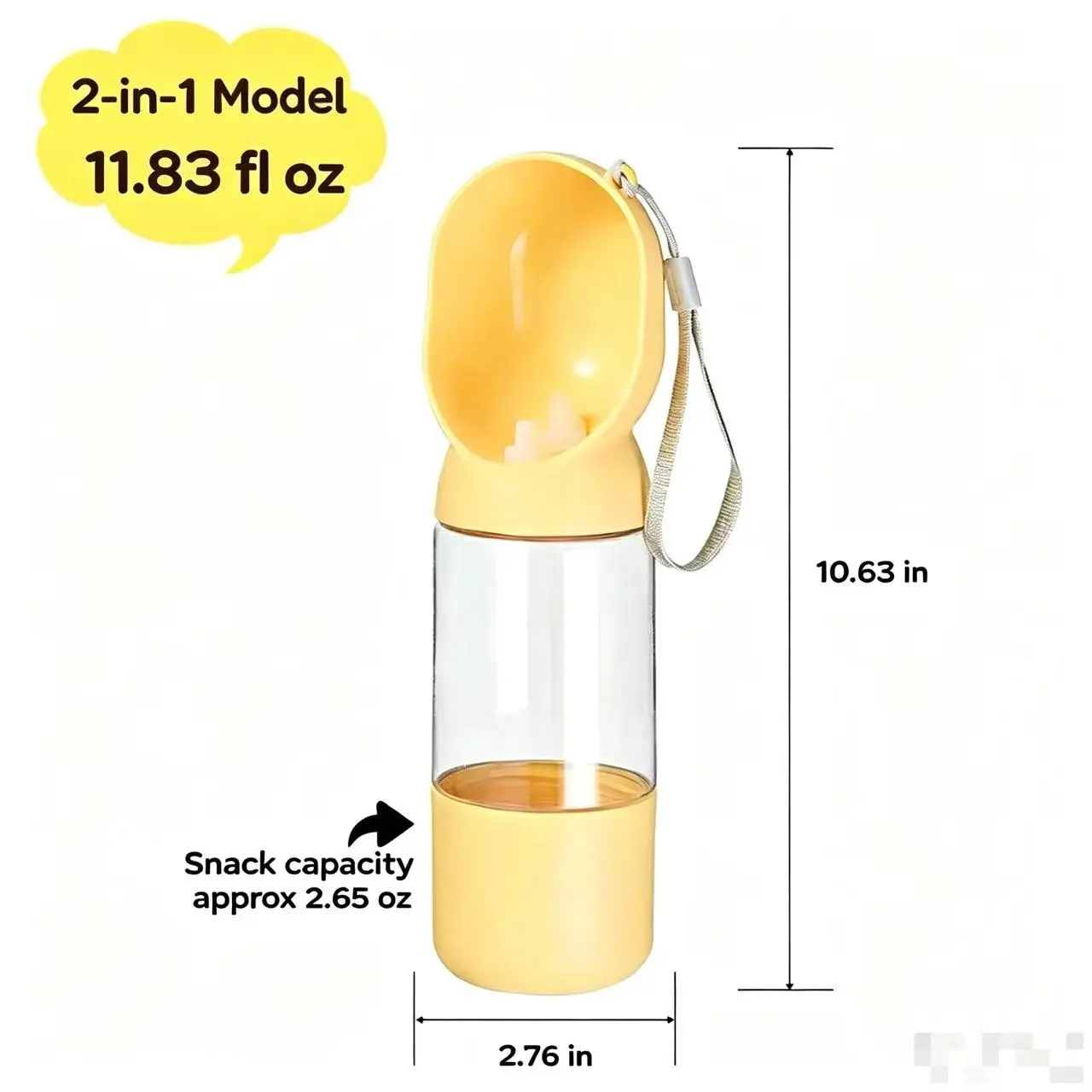 2-in-1 integrated Dag Travel Water Bottle,Portable Outdoor Water &Snack Storage Cup for Walking Hiking