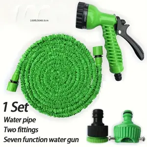 Expandable Garden Hose with 7-function Adjustable Nozzle, Multi-purpose Automotive Paint Hose, High-pressure Irrigation Equipment, Plastic Hose, Water, Spray, Tools, Outdoor, Portable