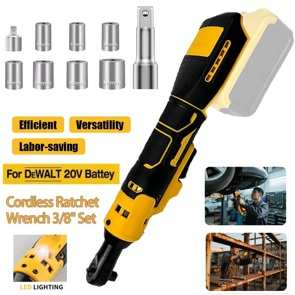 Cordless Ratchet Tool Only – for DeWalt 20V Max Lithium Batteries | Low-Profile Head Accesses Brake Calipers & Engine Bays | 45 Ft-Lbs Max Torque | 8-Piece Socket Set