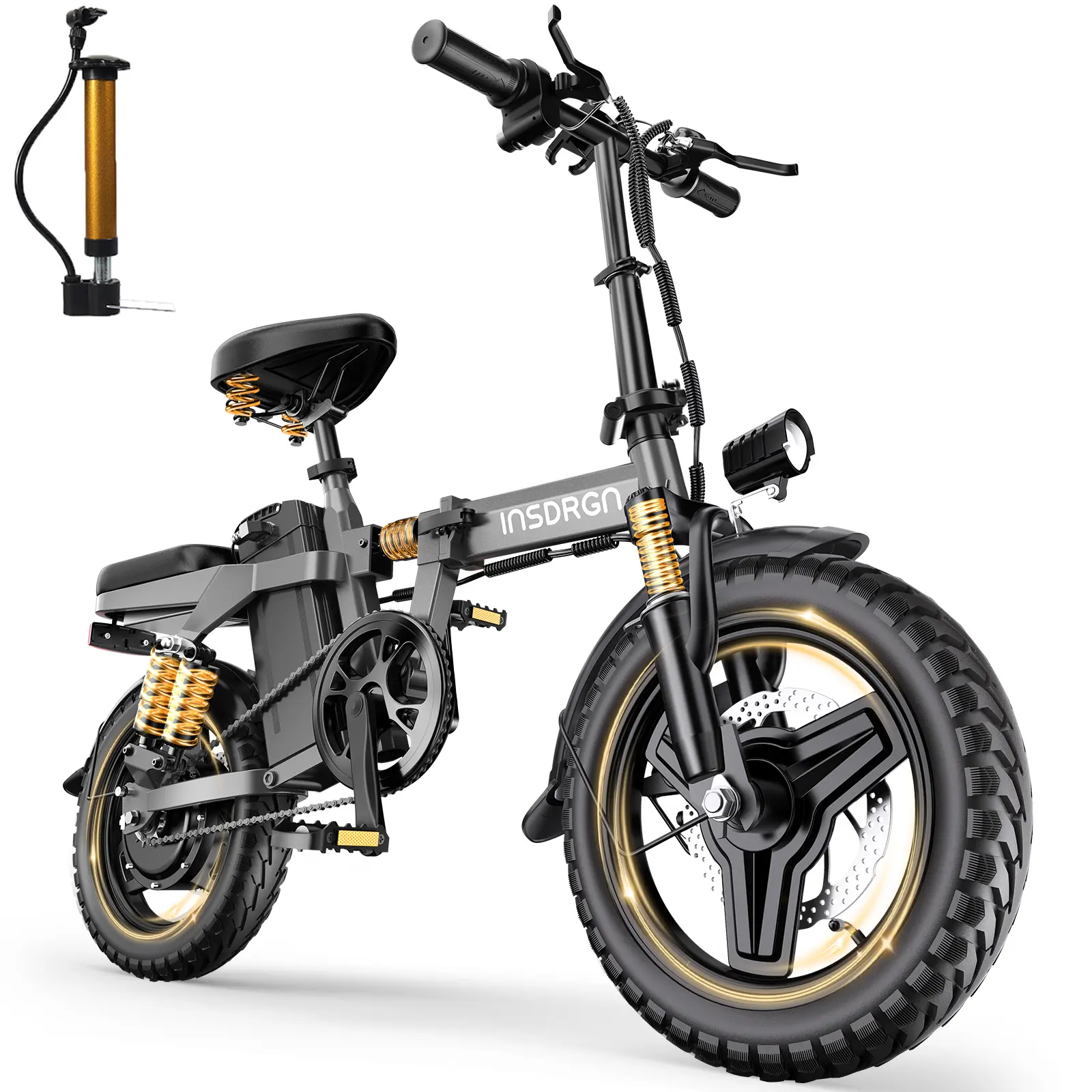 14 Inch Foldable Electric Bike for Adults & Teens, 1500W Peak Powerful Motor, 20 MPH Max Speed, Removable 48V 16Ah Lithium Battery, 35 to 62 Miles Driving Range, 80 Nm Torque, Front & Rear Dual Disc Brakes, UL 2849 Safety Certified Commuter E-Bike