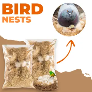 Bird Nesting Material Mix with Jute Straw Cotton and Sisal for Hummingbirds Canaries Finches Parakeets and Small Birds - Natural Nest Building Fibers 80g Pack of 2