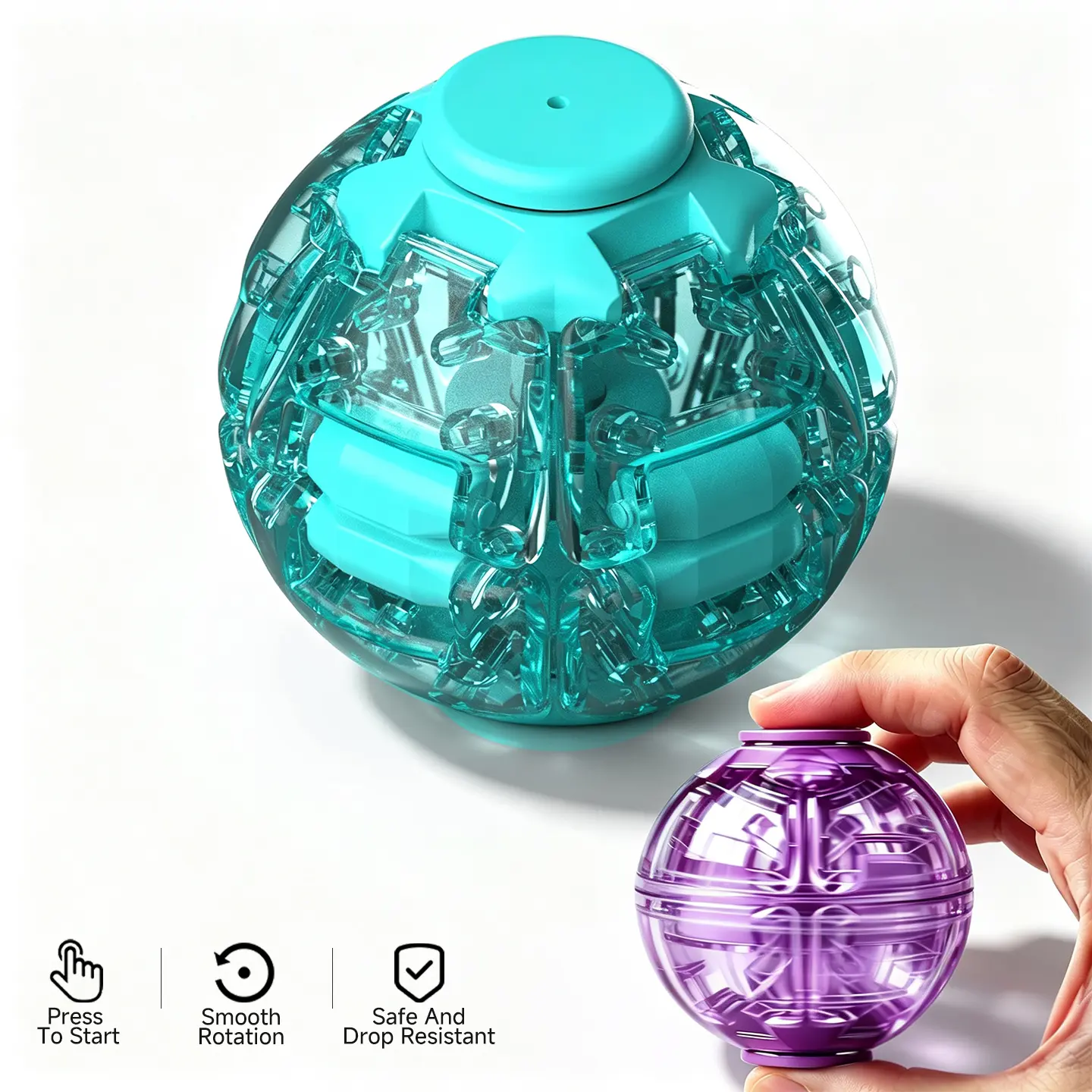 Press-to-SpinTransforming Fidget Ball, 3D PrintedFidget BallToy, Smooth Spinning Sensory Gyro Toy,StressRelief Desk Gadget, Anxiety Relief FidgetSpinner,ADHD Focus Aid, Portable HandheldFidget Gyro Toy for Kids,Teens and Adults