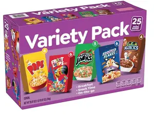 Instant Assorted Breakfast Cereal & Oatmeal Variety Pack, 25-Count Individual Single-Serve Boxes, Mixed Flavors, On-The-Go Breakfast Option