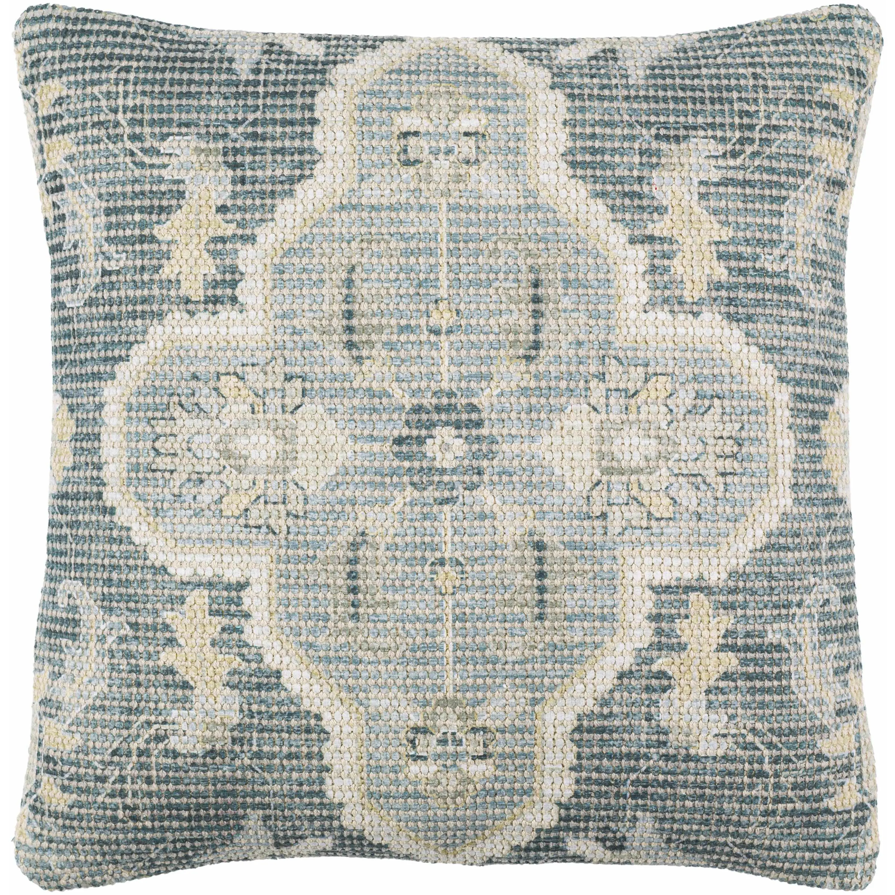 Bigaa Teal Medallion Square Throw Pillow