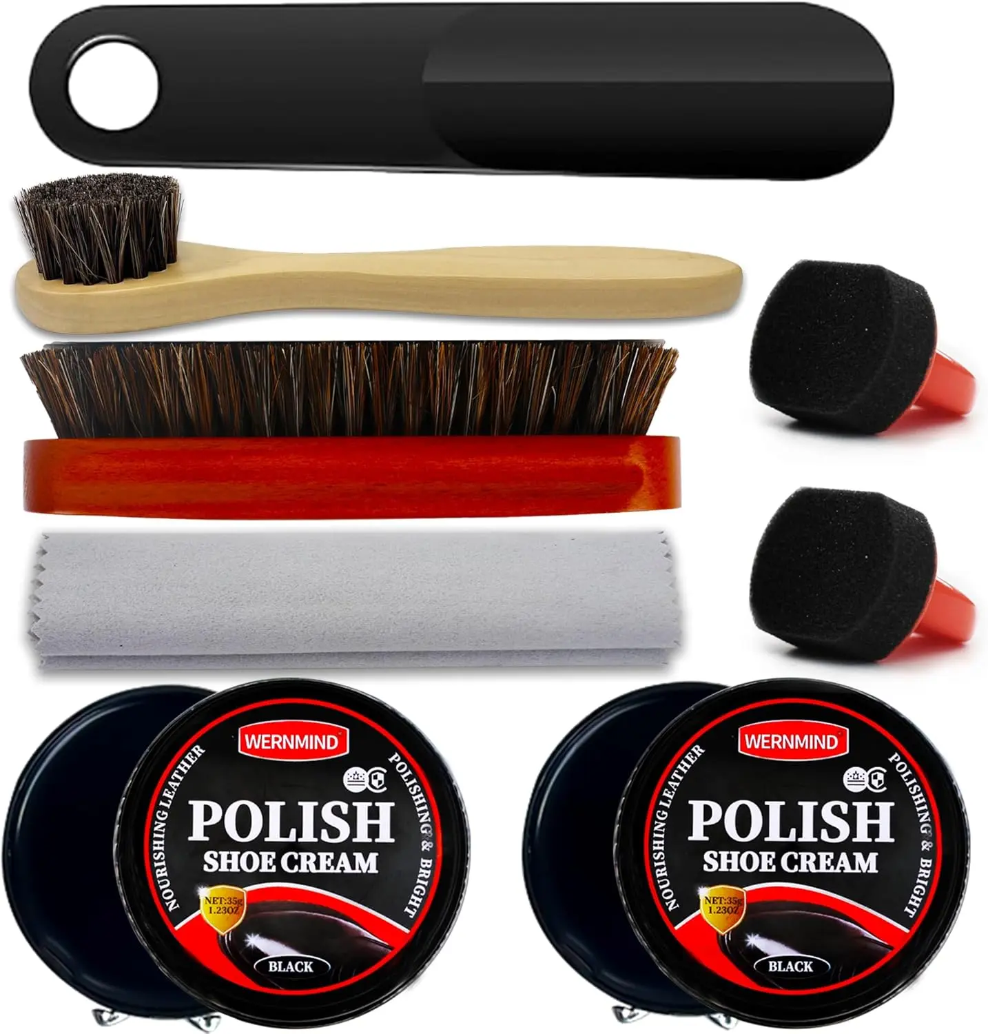 Leather Shoe Care Kit for Daily Cleaning and Polishing with Black & Brown Polish, Saddle Soap, Mink Oil, and Wax Conditioner for Boots & Shoes, Clean & Polish