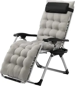 VINGLI Comfortable Zero Gravity Chair, Outdoor Lounge Chair with Removable Cushion & Tray Patio Recliner Folding Reclining Chair