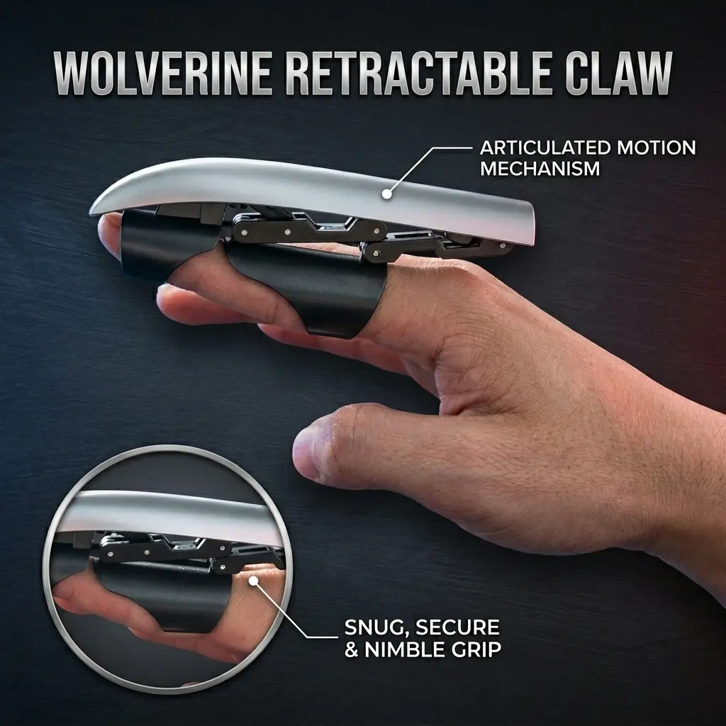 1 Set Mechanical Retractable Wolf Claw, 5-Claw Design Realistic 3D Halloween Wolf Claw Glove, Cosplay Costume Prop for Party Decoration