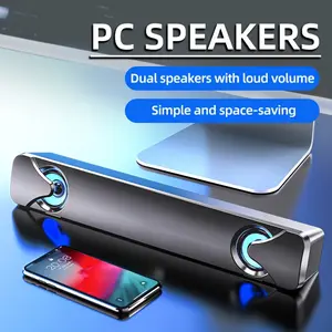 Computer Speakers, Soundbar Speakers, Desktop Computer Speakers, Laptop Speakers, Desktop Speakers, Wired Connection, with LED Ambient Light, USB Interface Power Supply, Suitable for Devices with 3.5mm Audio Interface Connection, Such as: Computer, Tablet