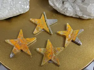 Bumble Bee Jasper Stars 40mm Slice Palm Cabochon Stones Polished Bumblebee Eclipse Rock Volcanic Healing Crystal Mineral Specimen Celestial