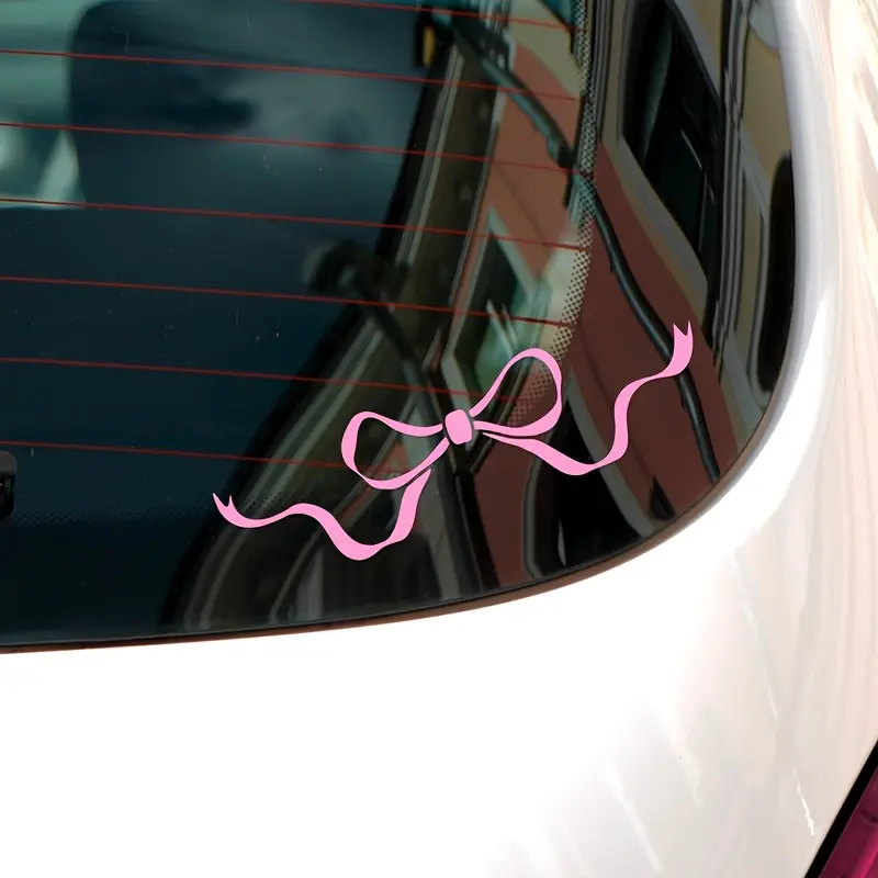 1PC Pink Bow Sweet Aesthetic Sticker for car accessories, Cute Car Accessories, Girly Car Accessories, Textured Pink Ribbon Bow design, fits car lovers' taste Women