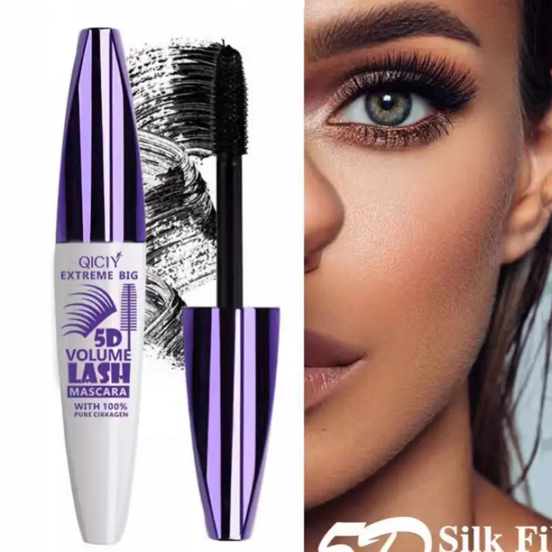 Waterproof 5D Extreme Volume Fluffy Lashes Mascara, 1 Count Long-lasting NaturalCurling Eyelash Extensions, Professional EyeMakeup Products for Women & Girls