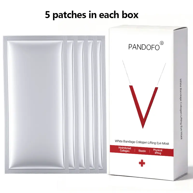 PANDOFO Collagen Eye Treatment Mask, Anti-Aging Patches for Dark Circles & Puffiness with Hyaluronic Acid, Invisible & Lightweight for All Skin Types, 5-Pair Pack