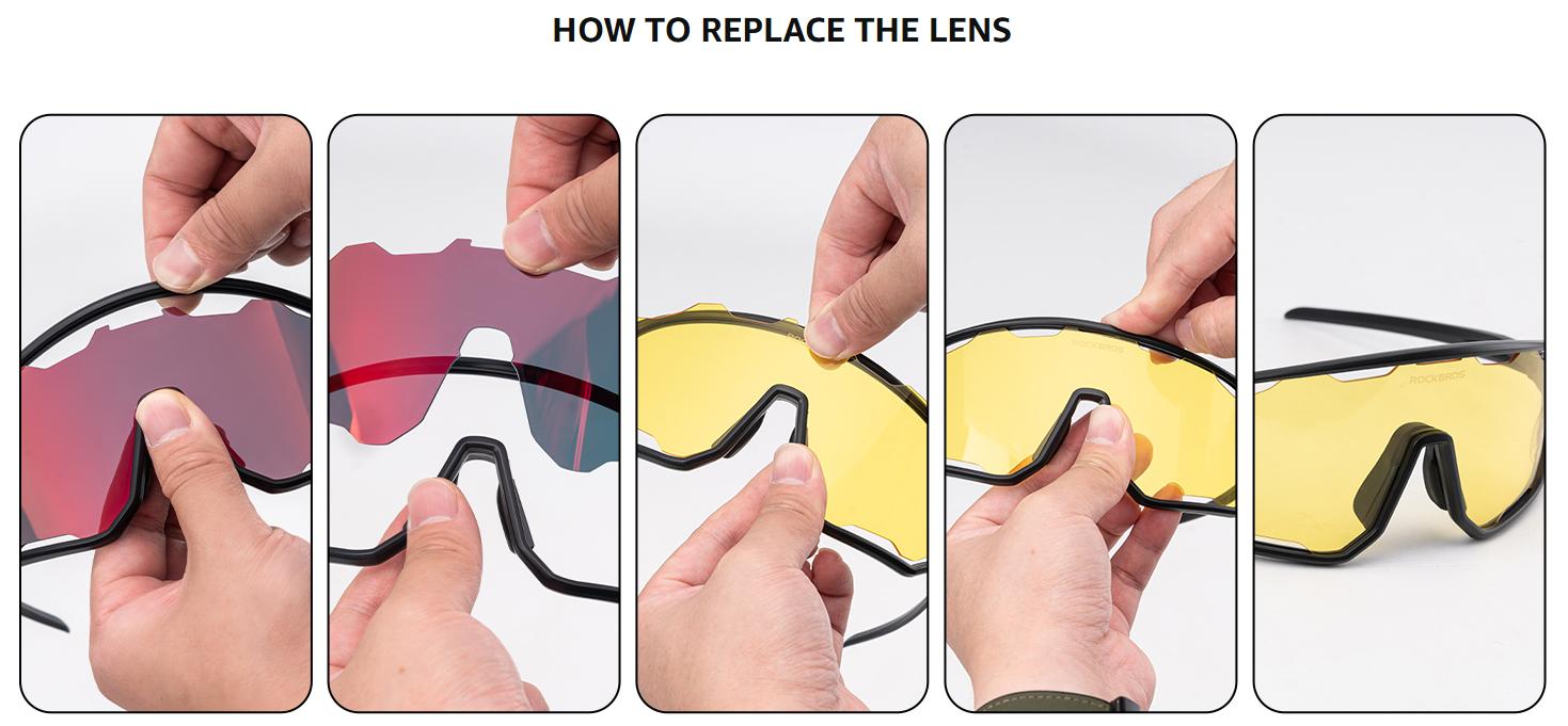 ROCKBROS Polarized Sunglasses Sports Glasses with 3 Lenses for Running, Cycling, Driving, Fishing, and Skiing - UV400 Protection