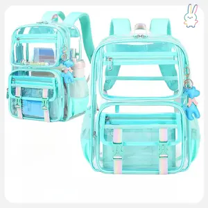 Clear Backpack, Heavy Duty Transparent Bookbag Girls Women, Stadium Approved See Through Backpack with Lunch Box