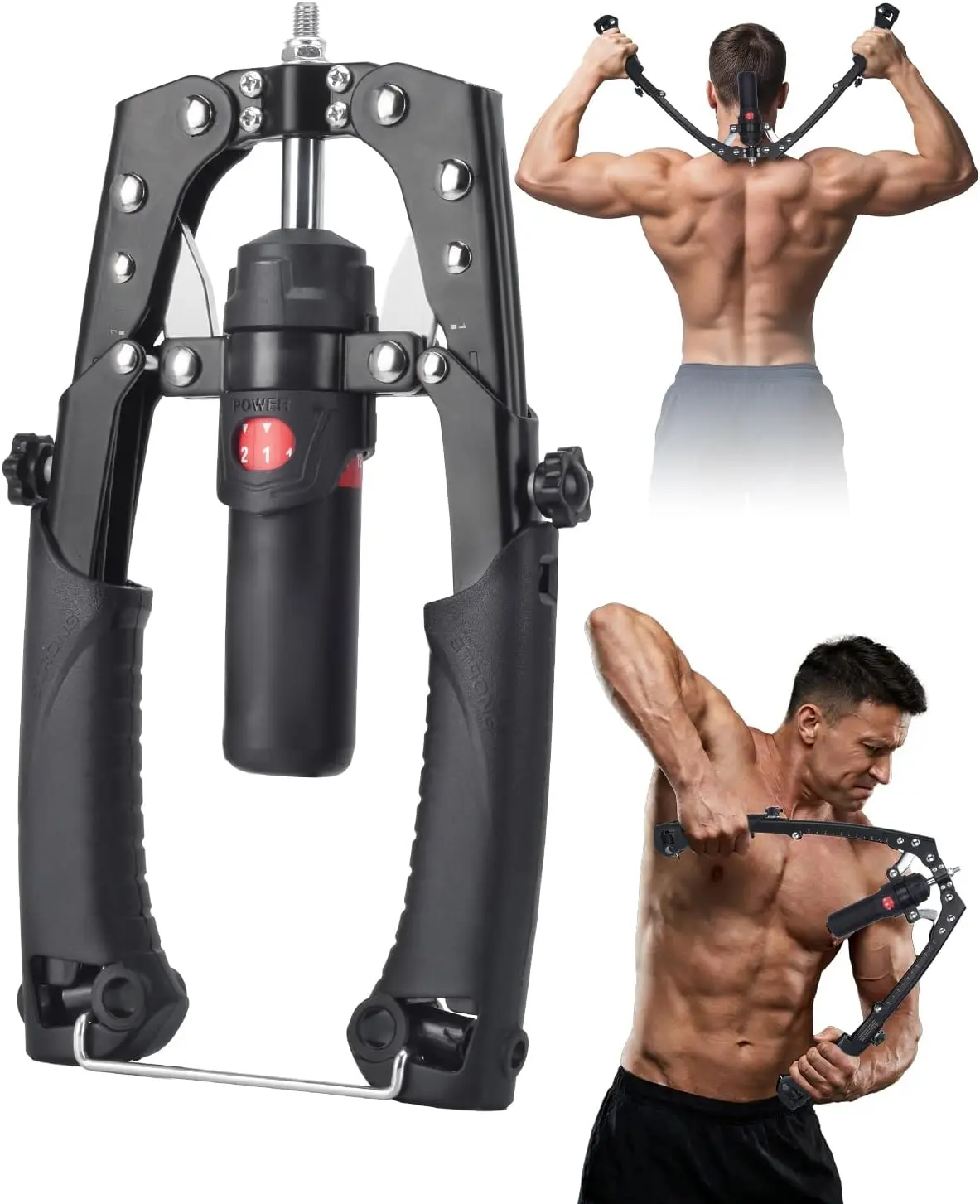 Abahub Twister Arm Exerciser, Enhanced Hydraulic Power Chest Expander with AB Rollers, 22-440LBS Adjustable Resistance Home Gym Equipment, Shoulder Muscle Trainer for Arm, Chest & Core Workout