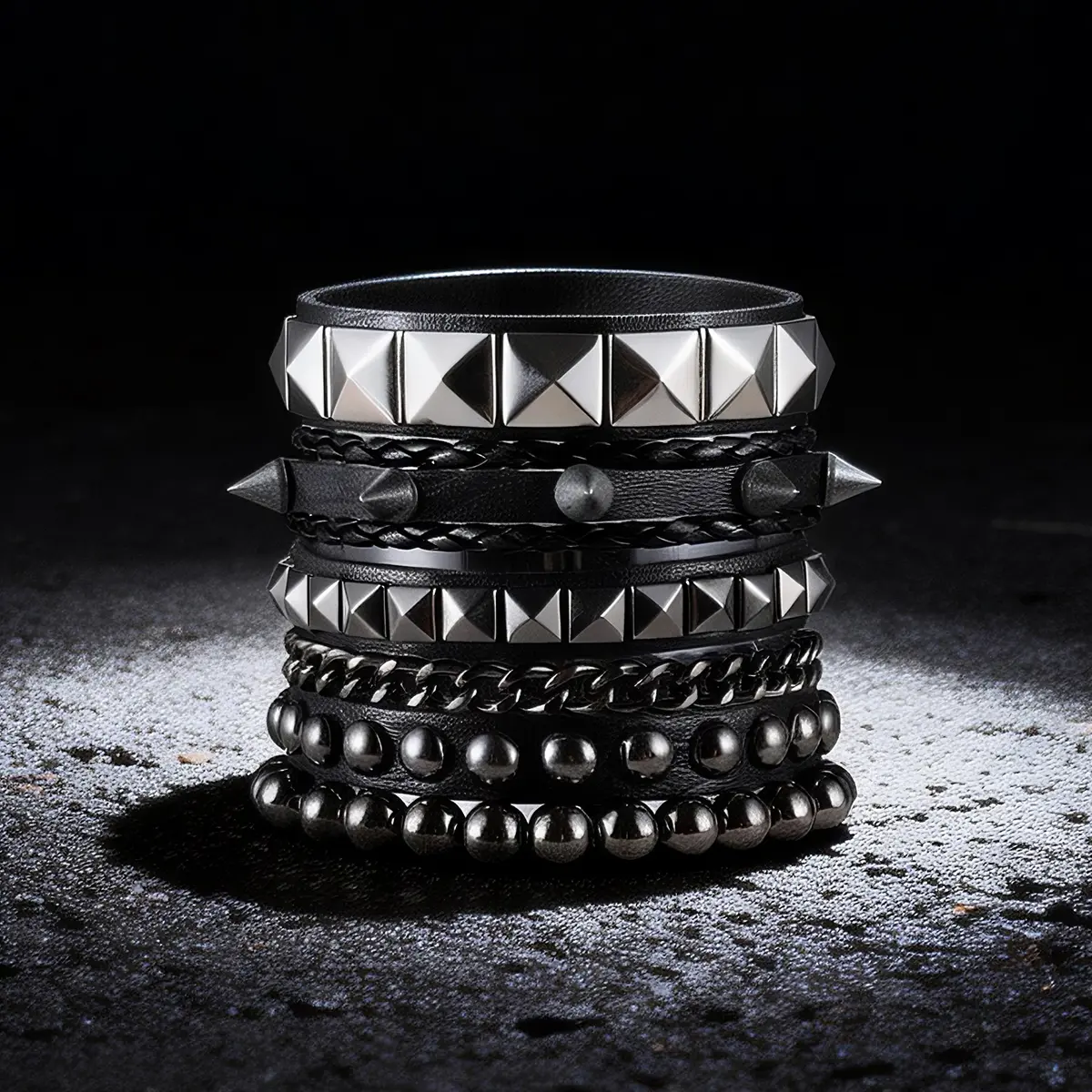 Punk Studded Bracelet Goth Bracelet Leather Rivets Spike Bracelets Cuff Adjustable Metal Wristband Gothic Accessories