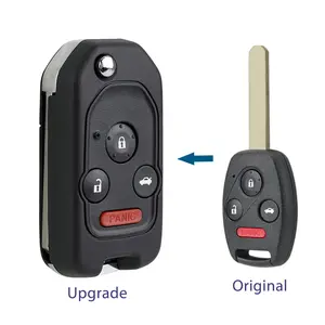 Modified 4 Button Flip Remote Key Fob Shell Case for 2009-2015 Honda Pilot CR-V 2003-2012 Accord