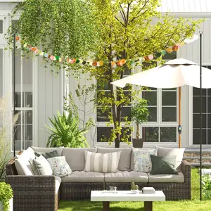2 Pack of 10' String Light Poles Steel Hanging Lighting Stand for Patio Backyard Deck Wedding Party Black Customizable Height Outdoor Ready 3 Installation Ways