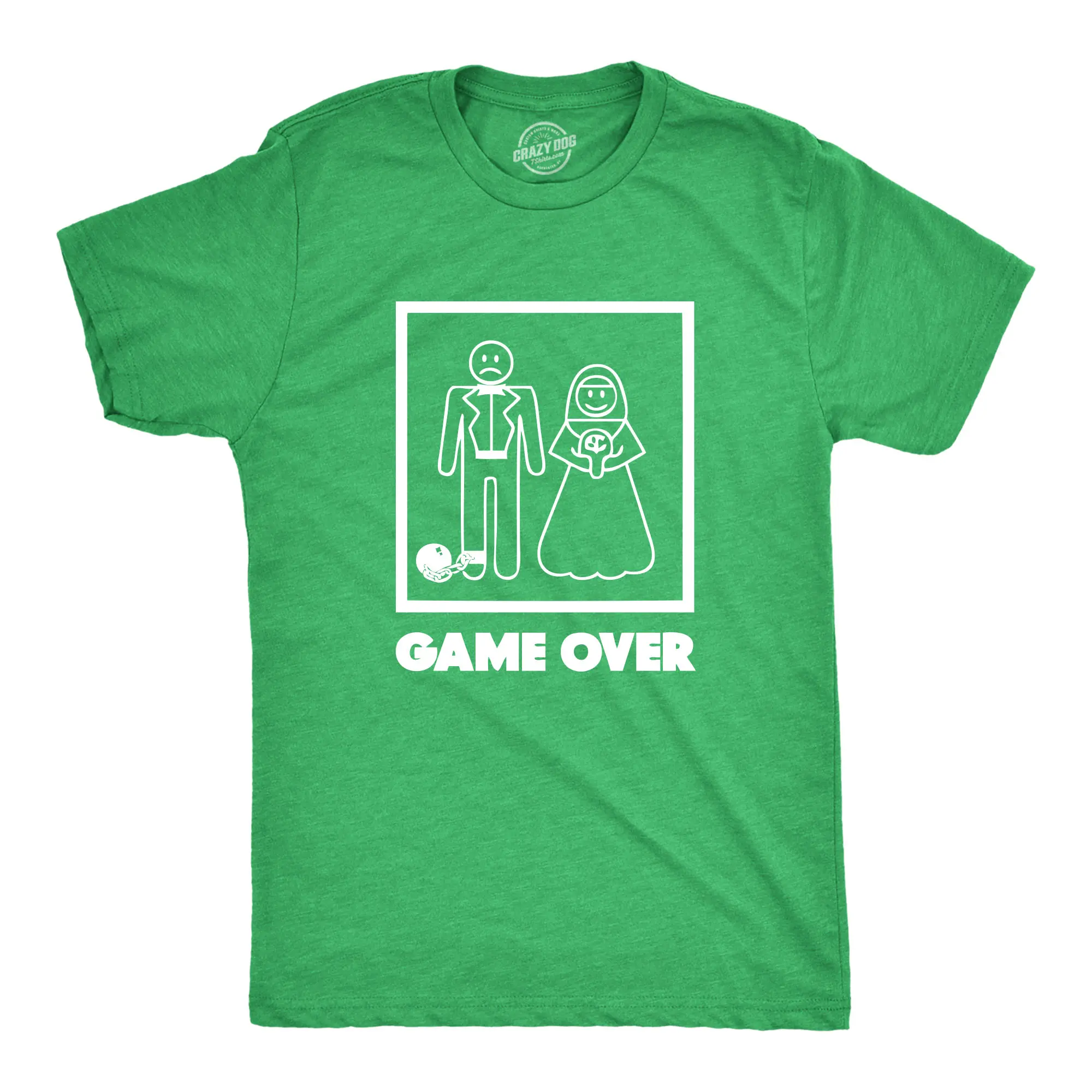 Mens Game Over T shirt Funny Wedding T shirts Humor Bachelor Party Novelty Tees Mens Funny T Shirts Cool Vintage Fashion T-Shirt Gift Classic Menswear Proposal Apparel for Men Funny Gamer Short Sleeve Novelty