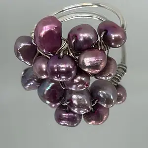 Artisan Sterling Silver Ring with Freshwater pearls, wire wrapped