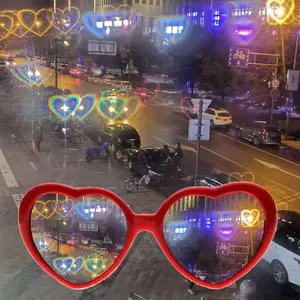 Trendy Party Style Glasses, Street Fashion Heart Light Effect Eyewear, Valentine's Day Gift Creative Heart-Shaped Sunglasses