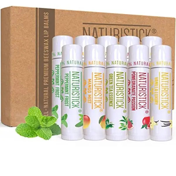 Naturistick Natural Beeswax Lip Balm 10-Pack | Assorted Flavors