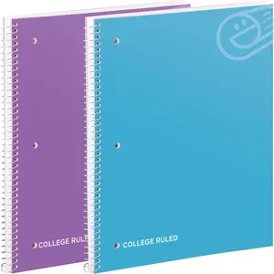 College Ruled Notebook, 1 Subject Notebook College Ruled, Hardcover Spiral Bound Notebooks for School and College, 100 Sheets lined Notebook, Blue and  (2 Pack)