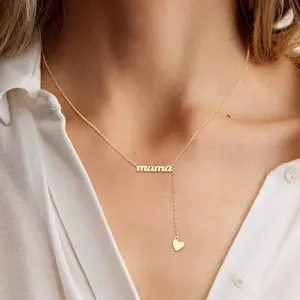Dearmay Mama Gold Necklace for Women With Cross Pendant With a Heart-shaped Pendant Gold Bracelet Jewelry Set Mother's Day Gifts