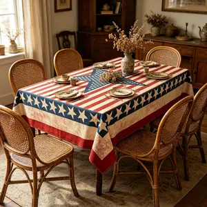 1pc Independence Day Festival Party Supplies Tablecloth, Star Striped Rectangular Tablecloth, Ideal for Family Gatherings and Restaurant Use, Decoration, Festive Home Decoration