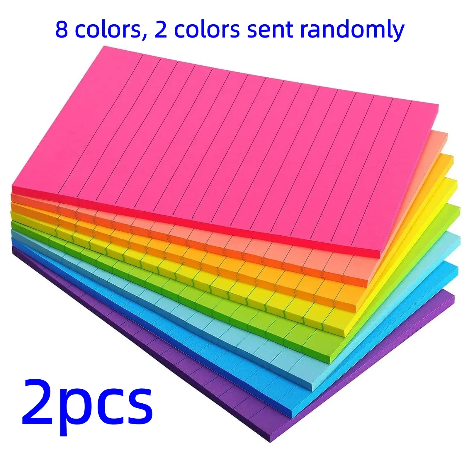 8 Pack Super Sticky Power Notebooks, Sticky Labels, Sticky Notes Set, 45 Colorful Pages Each, Bright Design, Back to School Supplies, Study Aids, Stationery
