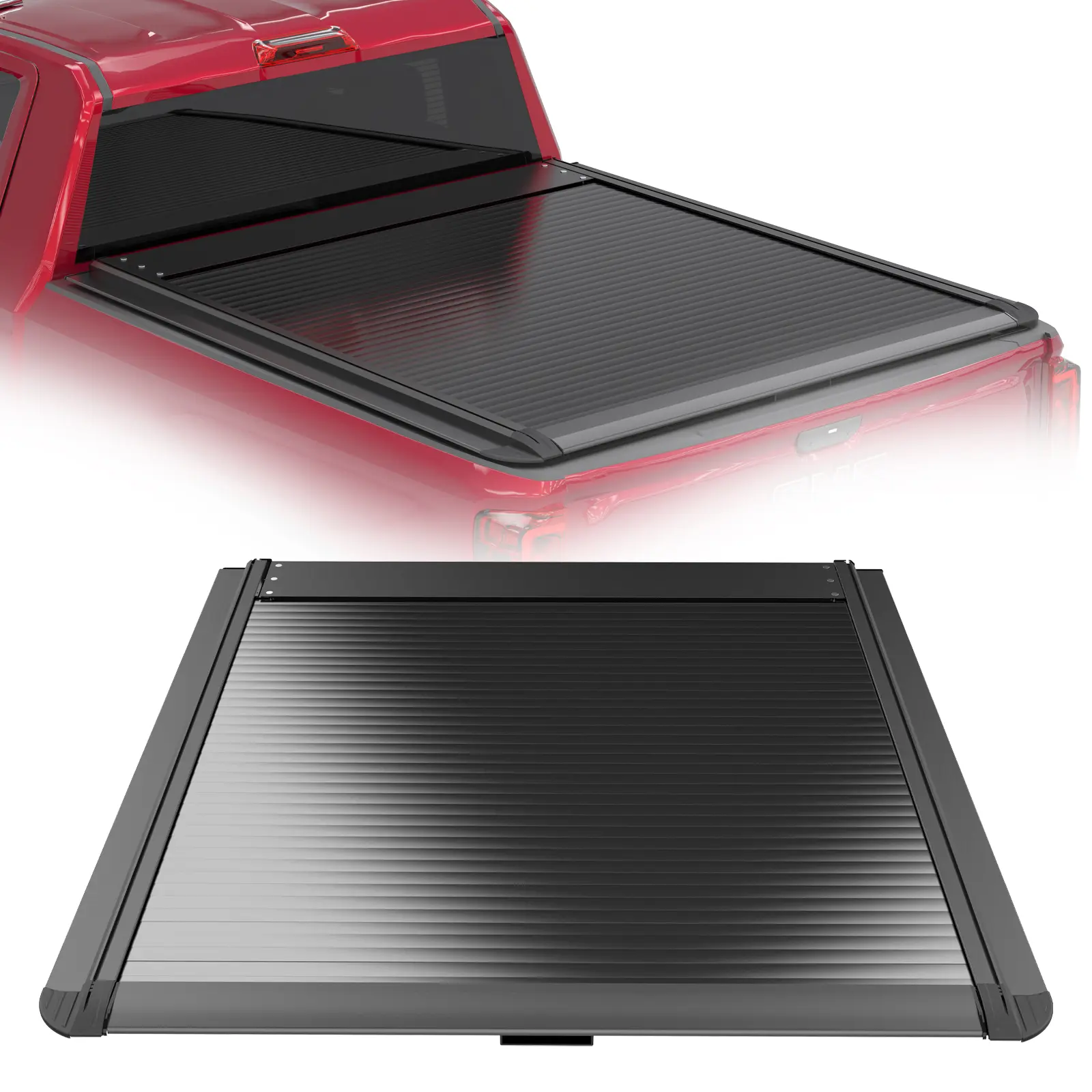 Retractable Hard Tonneau Cover for Truck Bed, 5.5 FT Heavy Duty Aluminium Powder Coat (Resists Road Grime) Cover Compatible with Chevrolet Silverado 1500 & GMC Sierra 1500 2019-2025, Mechanical Lock, T-Slot (Steel & Alloy for Daily Use), Waterproof Coatin