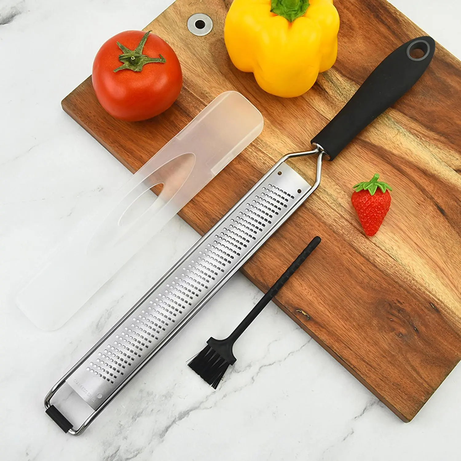 Stainless Steel Cheese Grater, Lemon Zester with Protective Cover, Kitchen Grater for Ginger, Garlic, Nutmeg, Chocolate, Vegetables, Fruits, Utensils, Kitchen Gadgets, Durable Fruit Tool