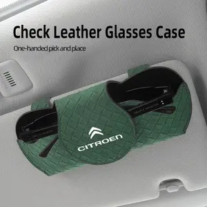 Car sun visor glasses bag leather wear-resistant sunglasses storage box For Citroen C4 C3 C5 C5X e-C4 X e-C3 C-Elysee Berlingo C1 C6 C2 C-Crosser
