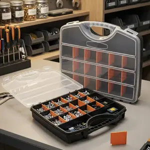 Durable Waterproof Plastic Storage Box with Removable Dividers, Tool Organizer for Screws and Hardware, Portable Snap Closure Container, Toolbox Storage Box
