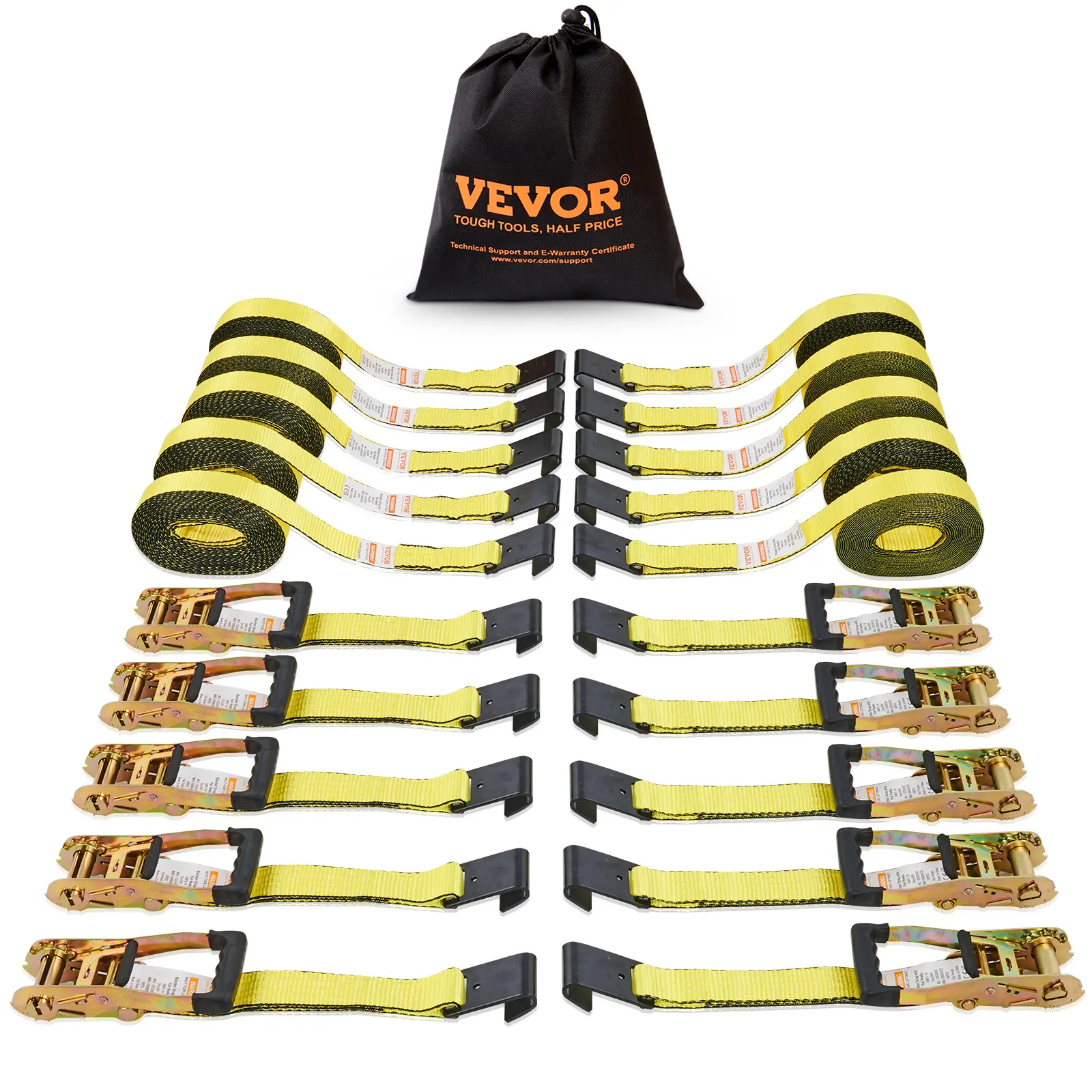 【summerfinds】VEVOR 10PK Heavy Duty Nylon Ratchet Tie Down Straps - 10000 lb Break Strength, 2"x30" Cargo Trailer Straps, Endless Ratchet, Track Spring Fittings, Truck Accessories for Moving, Securing Cargo (Father's Day Gift), 10-Piece 2-Inch X 30-Feet Ki