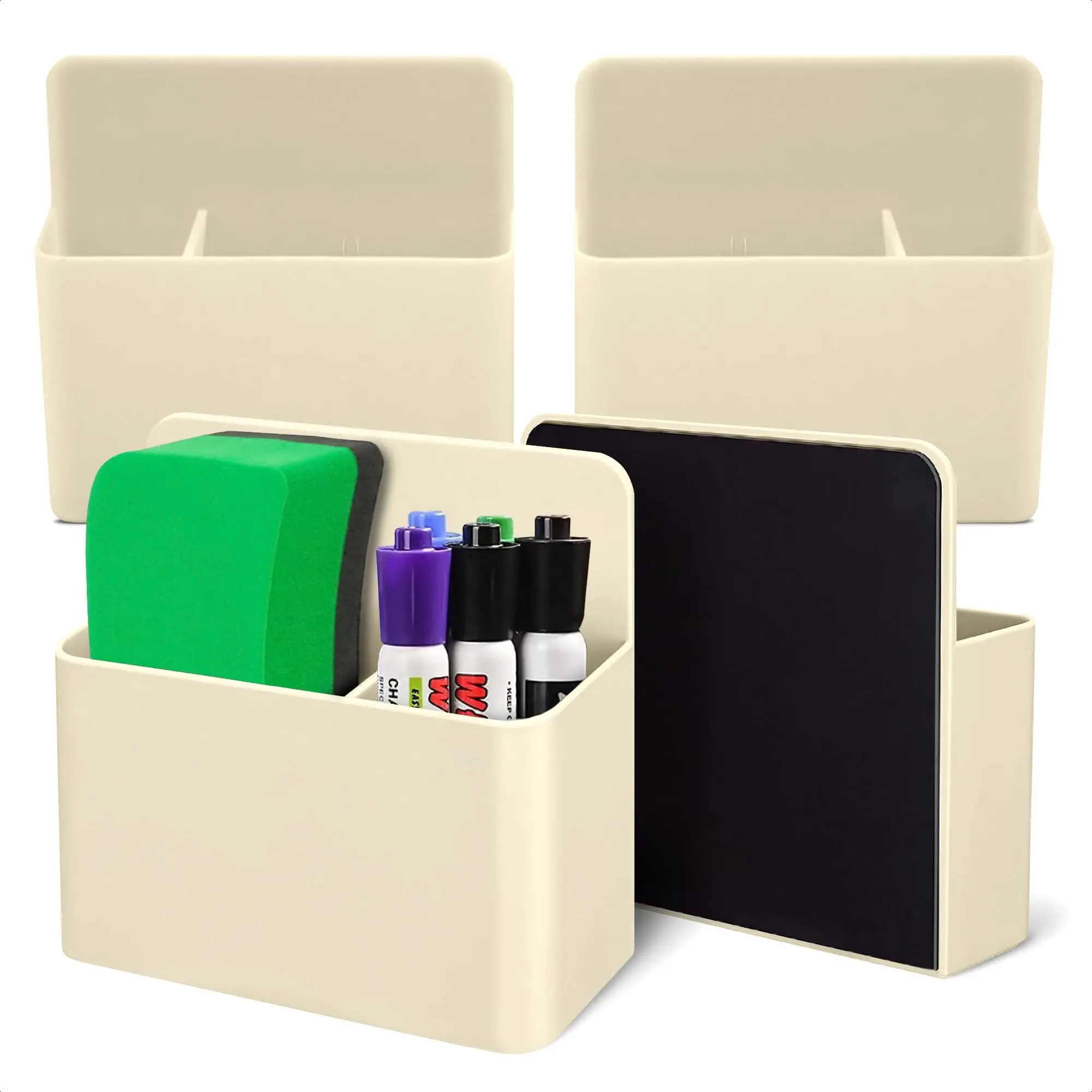 4pcs Magnetic Pen Holder For Refrigerator - Pencil Classroom Whiteboard Cute Locker Cup Marker Wall Fridge Storage