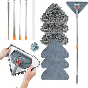 Long Handle Wall Cleaner Adjustable LengthWall Mop 360° Spinning Head Floor WallWashing Cleaning Tool for Walls Ceiling FansFloors Baseboards Dust Kitchen GeneralPurpose, 6 Replacement Pad