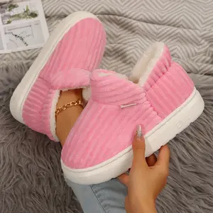 Women's Fuzzy Memory Foam Slippers Warm Cozy Shearling House Slippers for Ladies Supportive Slip on Indoor Home Shoes
