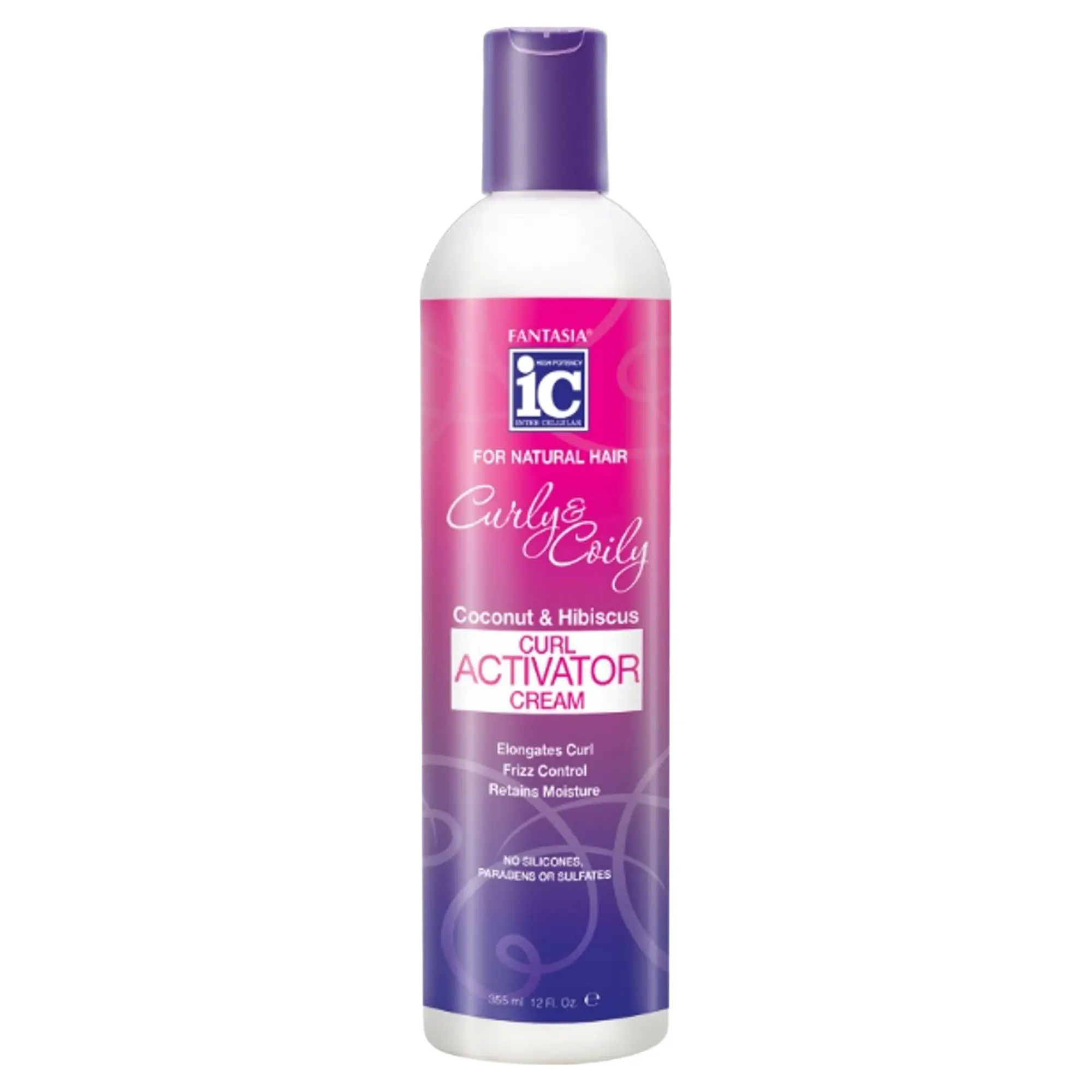 Fantasia IC Curly & Coily Curl Activator Cream 12.5 oz – Coconut & Hibiscus Curl Moisturizer, Detangler & Frizz Control for Natural Curls