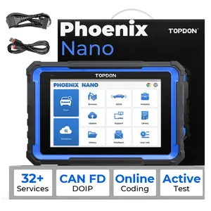 TOPDON Phoenix Nano Bidirectional OBD2 Scanner with ECU Coding FCA AutoAuth CAN FD DoIP 32+ Service Functions Full System Diagnostic Tool for Cars 8 Inch Touchscreen 2 Years Free Updates