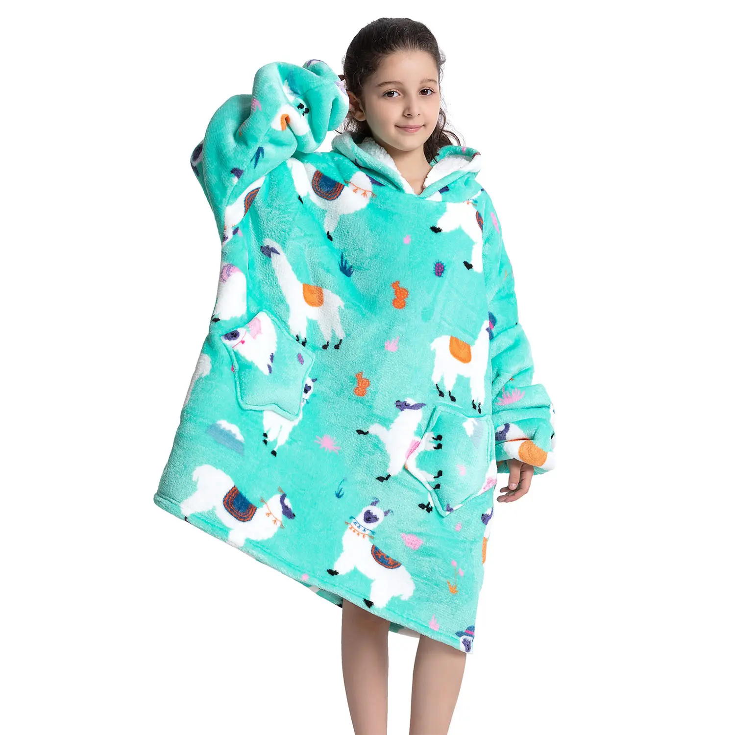 Mid Year Sale Restock Kids Oversized Wearable Blanket Hoodie One Size 1Pcs Warm Cozy Blanket with Pocket Soft Fabric Perfect for Boys Girls Ages 5-13 Halloween