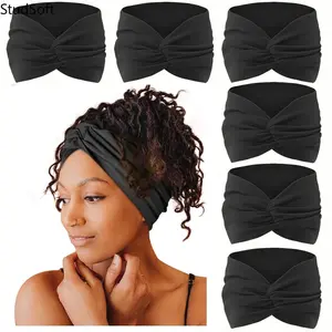 Women's Bohemian Sports Yoga Headbands, 6-Pack Colorful Elastic Non-Slip Wide Sweat-Absorbent Hair Wraps for Workout, Running, Headband