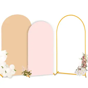 6.6FT Wedding Metal Arch with Cover Double-sided Spandex Cover Suit for Wedding Arch Stand Birthday Party Anniversary Graduation Decoration Backdrop