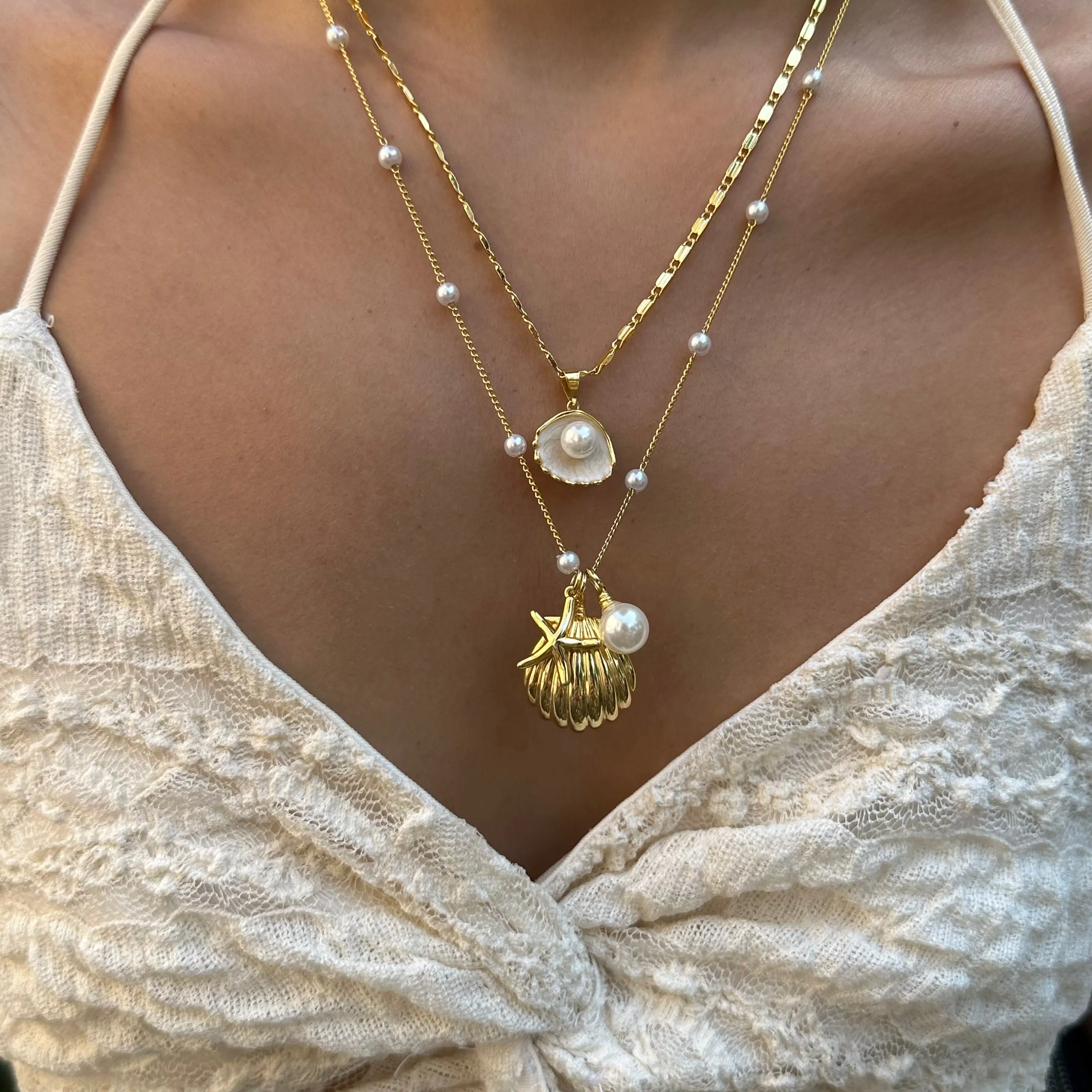 EVRY JEWELS Gold or Silver Plated Women's Hypoallergenic Sea Breeze Necklace