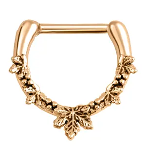 Rose Gold PVD Maple Leaf Straight Hinged Segment Ring
