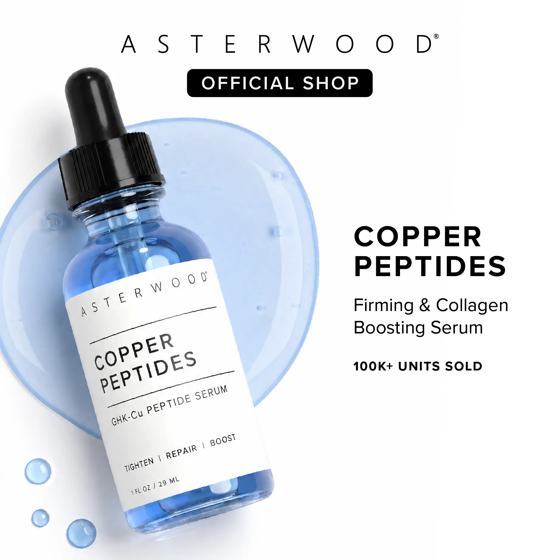 GHK Cu Peptide Serum – Copper Peptide Serum for Tightening, Collagen Boosting & Hydrating – Topical GHK-Cu with Hyaluronic Acid