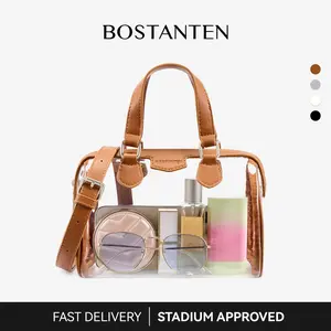 BOSTANTEN Clear Bag for Stadium Approved Top Handle Crossbody Purses Barrel Handbag for Events, Concerts, Travel, Daily Use